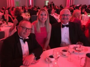 Dermot Kavanagh, Kate Twomey, and Brian O'Neill at the 2017 Chambers Ireland CSR Awards ceremony.